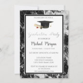 Elegant Graduation Cap Marble Graduation Party Kaart (Voorkant)