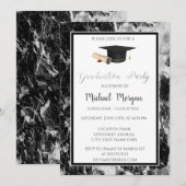 Elegant Graduation Cap Marble Graduation Party Kaart (Voorkant / Achterkant)