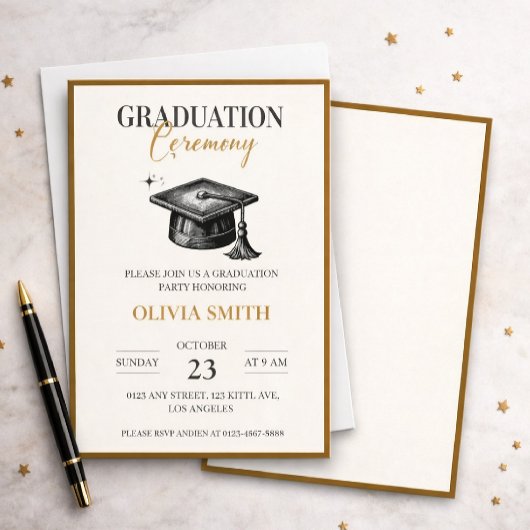 Elegant Graduation Ceremony Invitation Kaart