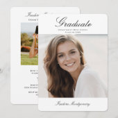 Elegant Graduation Invitation with Photo Kaart (Voorkant / Achterkant)