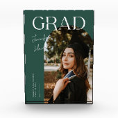 Elegant Graduation Name and School Green Fotoblokken (Voorkant)