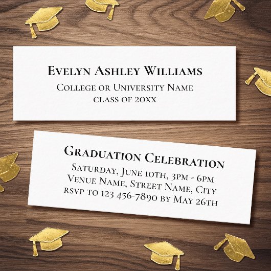 Elegant Graduation Name Invitation Insert Cards Mini Visitekaartje