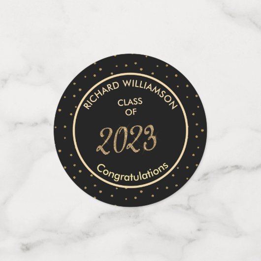 Elegant Graduation Party Black Gold Confetti (Kleine voorkant)