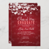 Elegant Graduation Party Cherry Blossom Red Kaart (Voorkant / Achterkant)