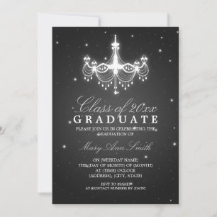 Elegant Graduation Party Classy Chandelier Black Kaart