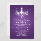Elegant Graduation Party Classy Chandelier Paars Kaart (Voorkant)