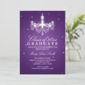 Elegant Graduation Party Classy Chandelier Paars Kaart (Staand voorkant)