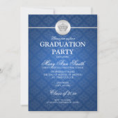 Elegant Graduation Party Classy Crown Blue Kaart (Voorkant)