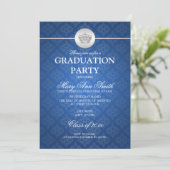 Elegant Graduation Party Classy Crown Blue Kaart (Staand voorkant)