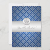 Elegant Graduation Party Classy Crown Blue Kaart (Achterkant)