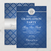 Elegant Graduation Party Classy Crown Blue Kaart (Voorkant / Achterkant)