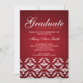 Elegant Graduation Party Damask Red Kaart (Voorkant)