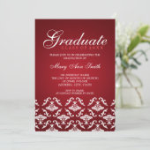 Elegant Graduation Party Damask Red Kaart (Staand voorkant)