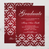 Elegant Graduation Party Damask Red Kaart (Voorkant / Achterkant)
