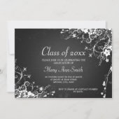 Elegant Graduation Party Dotted Swirls Black Kaart (Voorkant)