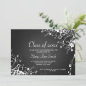 Elegant Graduation Party Dotted Swirls Black Kaart (Staand voorkant)