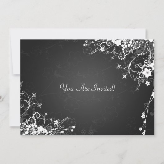 Elegant Graduation Party Dotted Swirls Black Kaart (Achterkant)