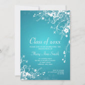 Elegant Graduation Party Dotted Swirls Turquoise Kaart (Voorkant)