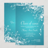 Elegant Graduation Party Dotted Swirls Turquoise Kaart (Voorkant / Achterkant)