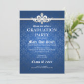 Elegant Graduation Party Fleur De Lis Blue Kaart (Staand voorkant)