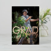 Elegant Graduation Party Foto geperst Folie Uitnodiging (Staand Voorkant)