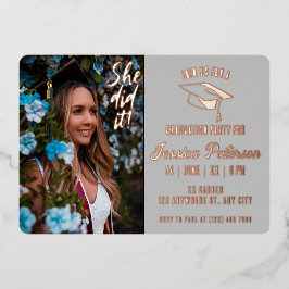 Elegant Graduation Party Foto Moderne stijl Folie Uitnodiging