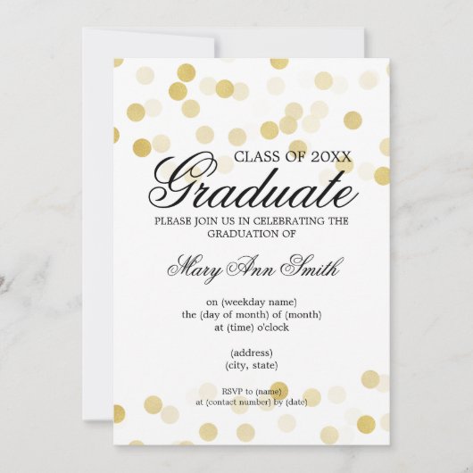 Elegant Graduation Party Gold Foil Glitter Lights Kaart (Voorkant)