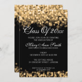 Elegant Graduation Party Gold Lights Kaart (Voorkant / Achterkant)