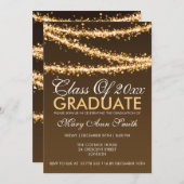 Elegant Graduation Party Gold String Lights Kaart (Voorkant / Achterkant)