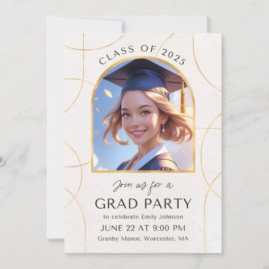Elegant Graduation Party Invitation – fotokaart Kaart (Voorkant)