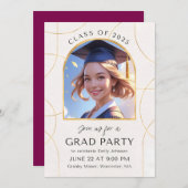 Elegant Graduation Party Invitation – fotokaart Kaart (Voorkant / Achterkant)