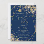 Elegant Graduation Party Marine Blauw Foto Kaart (Voorkant)
