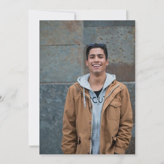 Elegant Graduation Party Marine Blauw Foto Kaart (Achterkant)