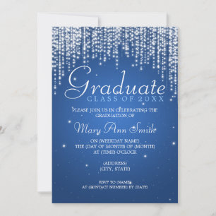 Elegant Graduation Party Night Dazzle Blue Kaart