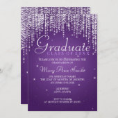 Elegant Graduation Party Night Dazzle Paars Kaart (Voorkant / Achterkant)