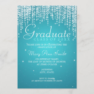 Elegant Graduation Party Night Dazzle Turquoise Kaart