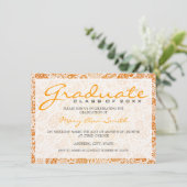 Elegant Graduation Party Paisley Sinaasappel Kaart (Staand voorkant)