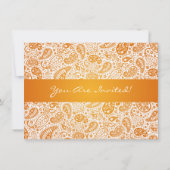 Elegant Graduation Party Paisley Sinaasappel Kaart (Achterkant)