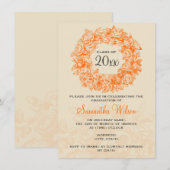 Elegant Graduation Party Rozen Oranje Tan Kaart (Voorkant / Achterkant)