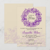 Elegant Graduation Party  Rozen Paars Tan Kaart (Voorkant / Achterkant)