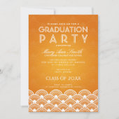 Elegant Graduation Party Scallop Sinaasappel Kaart (Voorkant)
