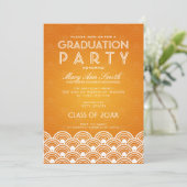 Elegant Graduation Party Scallop Sinaasappel Kaart (Staand voorkant)