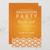 Elegant Graduation Party Scallop Sinaasappel Kaart (Voorkant / Achterkant)