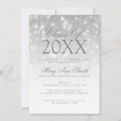Elegant Graduation Party Silver Sparkle Lights Kaart (Voorkant)