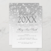 Elegant Graduation Party Silver Sparkle Lights Kaart (Voorkant / Achterkant)