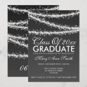 Elegant Graduation Party String Lights Black Kaart (Voorkant / Achterkant)