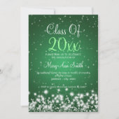 Elegant Graduation Party Winter Sparkle Green Kaart (Voorkant)