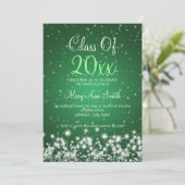 Elegant Graduation Party Winter Sparkle Green Kaart (Staand voorkant)