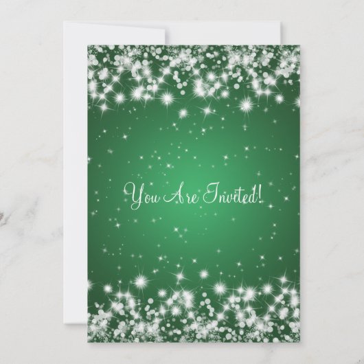 Elegant Graduation Party Winter Sparkle Green Kaart (Achterkant)