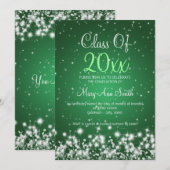 Elegant Graduation Party Winter Sparkle Green Kaart (Voorkant / Achterkant)
